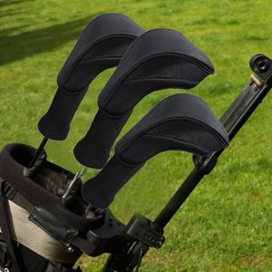 Andere Golfprodukte, 3 Stück, schwarze Golf-Schlägerkopfhüllen, Driver 1, 3, 5, Fairway-Hölzer, lange Hals-Strick-Schutzhüllen, passend für Golfschläger-Schlägerhaube 231114