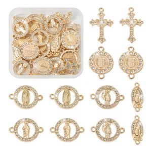 Charms 36pcs/box Crystal Cross Pendants Religious Connector Charms For Necklace Bracelet Jewelry Making Accessories 231113