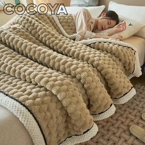 Decken 3D Plaid Einfarbige Plüschdecke für Bett Herbst Winter Warme Flauschige Überwurfdecke Bequemer Korallensamt verdickter Sofabezug 231113