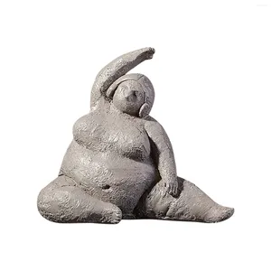 Estatuetas decorativas arte resina yoga mulher gorda escultura abstrata casa ornamentos bonito miniaturas sala de estar exibição decoração