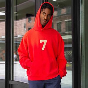 Толстовки мужские толстовки Fashion Ess Designer Hoody Проверено чувство Бога Сезон основная линия 7 с флокирующим принтом флисовый свитер туман пара свободная толстовка