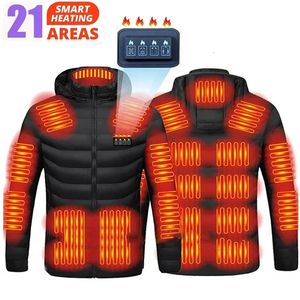 Men's Vests Men Heated Jackets Outdoor Coat USB Electric Battery Long Sleeves Heating Hooded Jackets Warm Winter Thermal Clothing 231113