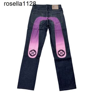 2023ss Mens pants jeans M-shaped embroidery straight tube wide leg pants Long street casual EV jeans Men's street clothing pants