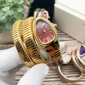 High quality womens watch Quartz movement watch Top luxury brand Steel band womens fashion accessories Elegant and noble snake shaped watch Luxury gift with box