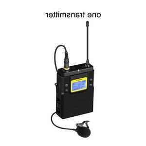 FreeShipping Microfono wireless professionale UHF Doppio canale Super HD 530-590 MHz Microfono di registrazione Distanza di ricezione 60-100m Hihqw