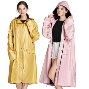 Raincoats Freesmily Women's Long Thick Rain Coat Stylish Waterproof Raincoat Rain Poncho Cape With Hood Sleeves and Pocket 230414