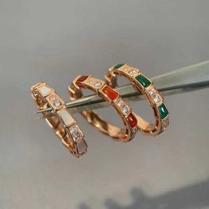 Luxury Womens Rings Designer Ring V Gold High Edition Snake Bone Ring White Fritillaria smal upplaga 18K Rose Gold Inlaid Diamond Malachite Ring
