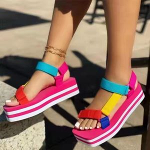 GAI Sandals Fashion Sexy Ing Color Summer Style Square Toe Thick-soled Hollow Platform Shoes Outdoor Women's Sandals 230414 GAI