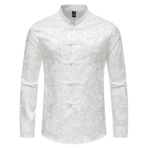 Camisas casuais masculinas 2023 estilo chinês tops Tang Moda Solid Solid Tradicional Manga longa Camisa China 230414