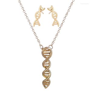 Halskette Ohrringe Set 1 DNA und Ohrring Punk Stil Biologie Wissenschaft Themen Frauen Mädchen Geschenk