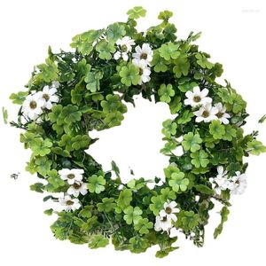 Decorative Flowers Artificial Leaf Garland Round Hanging Leafs Window Front Door Holiday Celebration Party Decoration Home