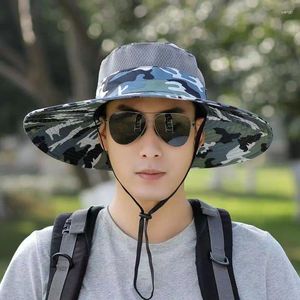 Berets Summer Men's Outdoor Mountain Climbing Sun Hat 12CM Brim Protection Large Camouflage Breathable Wholesale
