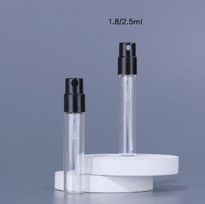 Niestandardowe logo 1.8 ml 2,5 ml mini perfum butelki sprayowe próbka szklana rurka do podróży z czarną pompą opryskiwacz SN4503