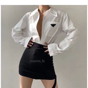 Womens Blouse Shirts Lapel Neck Skirts Leather Designer Woman Tees Shirt Long Sleeves Blouses Sheer Women Tops Lady Sets S-L