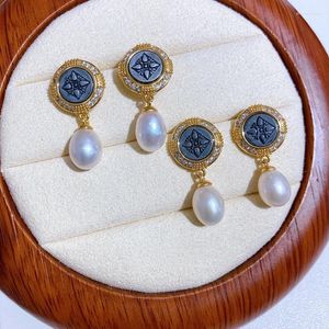 Stud Earrings Natural Freshwater Asterism Pearl 14K Gold Injection Vintage Water Drop