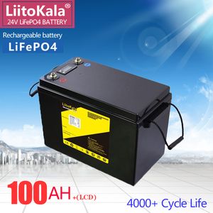 Liitokala 24V 100AH ​​LIFEPO4 Batteri Power Batterier för 8S 29.2V RV Campers Golf Cart Off-Road off-grid Solar Wind