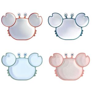 Cups Dishes Utensils Baby Silicone Dining Plate Cartoon Crab Shape Toddler Kid Training Tableware Kid Food Feeding Non-Slip Divided Plate Bowl Dishes AA230413