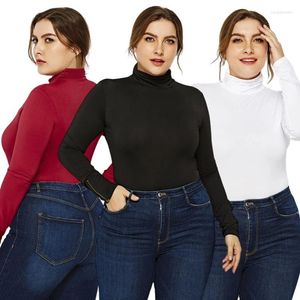 Shapers femininos macacão moldar gola plus size elástico sexy cor sólida alta pescoço manga longa triângulo apertado undershirt 6xl