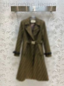 Casacos de trincheira femininos designer clássico duplo F padrão jacquard casaco longo R9R3