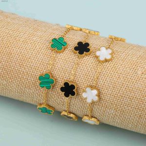 Beaded Stainless Steel Hot Selling New Plant Clover Justerbar armband Five Leaf Flower Shell Acrylic Single Sided Jewelry for Womenl24213