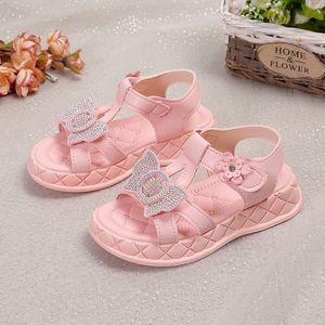 Sandals Childrens Sandals Girls Platform Flats Princess Flower Kids Baby Summer Shoes 2136 Beige Pink Soft Footwear Fashion 230413