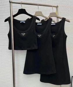 Coleção regata feminina de grife colete feminino colete saia vestido longo médio curto designer letra triângulo sem mangas blusa de alta qualidade