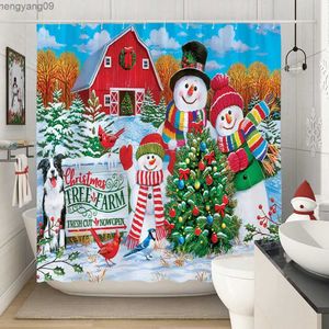 Shower Curtains Christmas Shower Curtain for Bathroom Snow Snowman Vintage Xmas Christmas Themed Bath Curtain With R231114