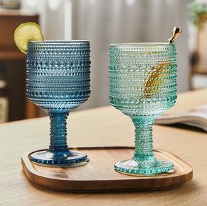 Wine Glasses European Embossed Color Goblet Juice Cup Restaurant Hotel Creative Ice Cream Goblet Champagne Cup Mug