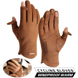 Guanti sportivi Calore invernale Ciclismo all'aperto Corsa Touch Screen Antivento Antifreddo Palmo antiscivolo Morbido caldo Uomo Donna 231114