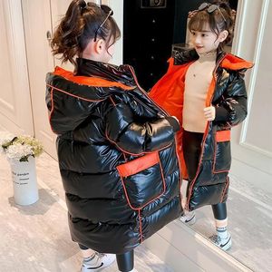 Para baixo casaco 514 anos inverno meninas jaqueta estilo longo manter quente moda princesa com capuz zíper outerwear crianças roupas 231113