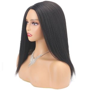 Synthetic Wigs 14" Black Kinky Straight Female Natural Hair Woman BlondeBrownRed Yaki High Quality For Women 230413