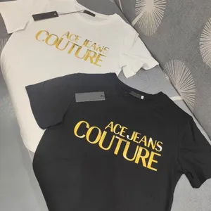 Yaz Erkek Tasarımcı Tişört Sıradan Adam Kadın Tees ile Altın Mektup Baskı Kısa Kollu Boy Lüks Erkekler Hip Hop Giysileri