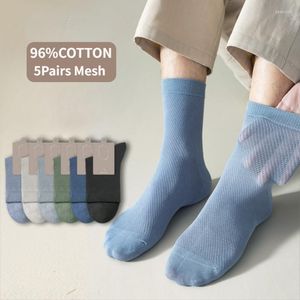 Men's Socks 5 Pairs/Pack 96% Cotton Antibiosis High Quality Men Breathable Mesh Casual Summer Thin Business Sock