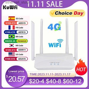 Router KuWFi 150 Mbit/s 4G LTE WLAN-Router mit Sim-Kartensteckplatz, Heim-Hotspot, 4 externe Antennen, reibungslosere kabelgebundene Verbindung, intelligenter Q231114