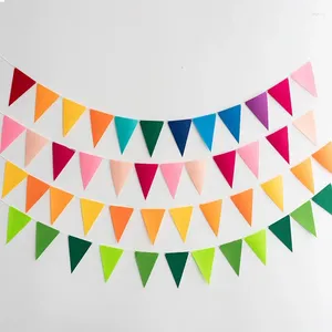 Party Decoration 12 Flags 17cm Colorful Felt Banner Garlands Födelsedag Bunting Baby Shower Wedding Pennant Home Supplies