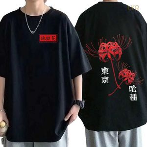 Men's T-Shirts Anime Tokyo Ghoul Spider Lily T-shirt Men Women Cool Kane kiken Graphic Print T-shirts Oversized Streetwear Couples Tees