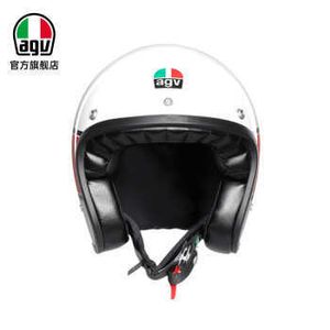 Helmets Moto AGV Full Face Helmets X70 Retro Half Clad Four Seasons Glass Fiber Half MINO 73 WHITE RED L WN S4DL N9FD