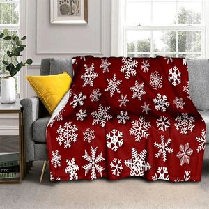 Blankets Snowflake Christmas Theme Flannel Throw Blanket Soft Lightweight Warm for Living Room Bedroom Bed Sofa Couch Kids Adults Gifts 231113