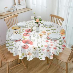 Table Cloth Watercolor Floral Rustic Vintage Round Tablecloth Waterproof Cover For Wedding Party Decoration Dining
