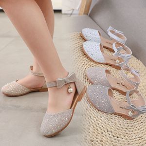 Sneakers Girls Princess Sandals Baby Shoes Brand Kids Shoes for Wedding Party Bling Summer Flat Flatals Fashion 230413