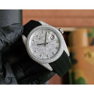 الساعات الماس الفاخرة ICE ICE OUT FOR MAN عالية الجودة تاريخ تاريخ DATE DAY MENWATCH GZE5 Mechanical Movement Uhr Crown Bust أسفل Montre Full Diamond Rolx Reloj