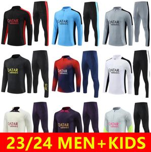 Men Kids 2023 2024 Football Tracksuit Mbappe Pre Match Strike Strike Wiersz 23/24 Paris O.Dembele Lee Kang w piłce nożnej w garniturze do joggingu z długim rękawem Futbol Chandal