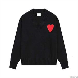 Amiparis Sweater Amis AM I Paris Kint Jumper v Neck Trendy Designer Pullover Mulheres Suor Coeur Coração Amor Jacquard Amisweater Hoodie Pull IU9J