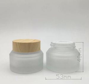 15g 30gフロストグラスクリームジャーウッドリッドメイクアップスキンケアローションポット化粧品コンテナパッケージボトル