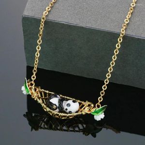 Pendant Necklaces Cute Lovely Panda Necklace For Women Simple Elegant Copper Enamel Plated Animal Chinese Style Neck Jewelry Accessories