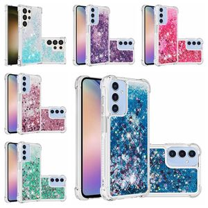 Płynne szokujące obudowy dla Google Pixel 8 Pro 8a 7a Huawei Honor 90 Lite Xiaomi 13t 13 POCO F5 Heart Love Airbag Clear Quicksand Bling Glitter Soft TPU Four Corner Cover