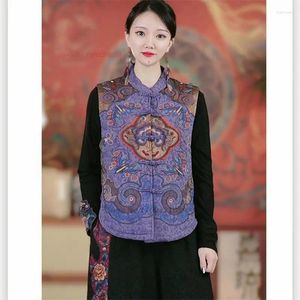 Roupas étnicas 2023 Nacional Flor Bordado Colete Chinês Vintage Sem Mangas Jaqueta Oriental Mulheres Elegantes Retro Tang Terno Colete