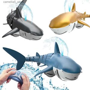 Electric/RC Animals Remote Control Shark Toy Robots RC Animals Electric Sharks Barn Teksaker Pojkar Sharks Submarine Q231114