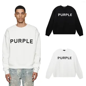 Men's Hoodies Purple Brand Mens Crewneck Sweatshirts Women Men Black White Letter Print Hoodie High Street Streetwear