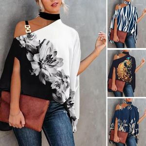 Blusa de verão feminina blusa de verão chique tira de alta corrente casual tira preta de retalhos de retalhos de impressão de flor de flor de moda de moda macia textura macia